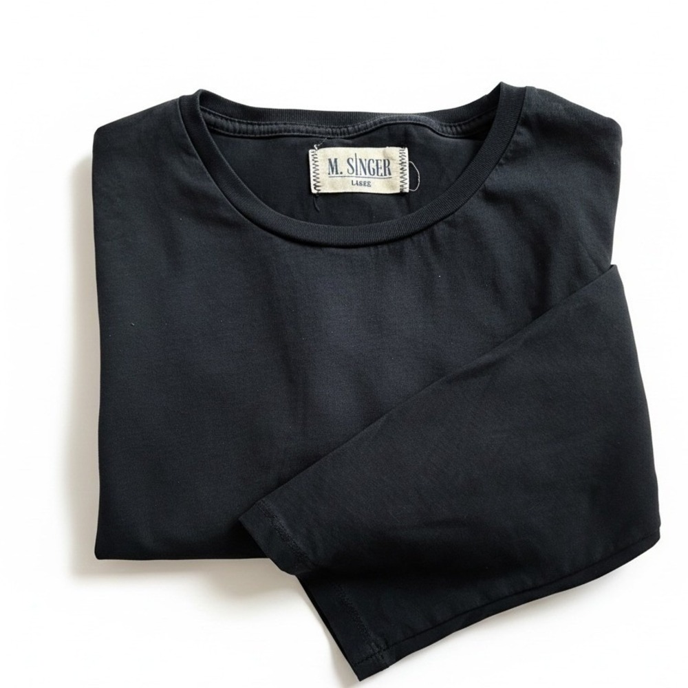 M. Singer Mens Long Sleeve Cotton T-Shirt washed‎ Navy M028-GMT Large